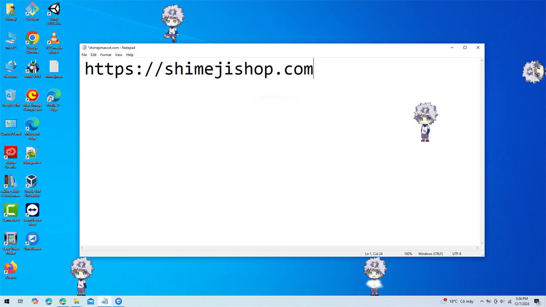 Killua Shimeji on Desktop