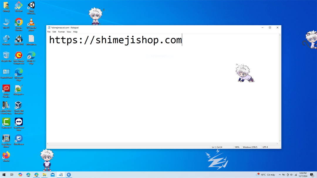 Killua Shimeji on Desktop