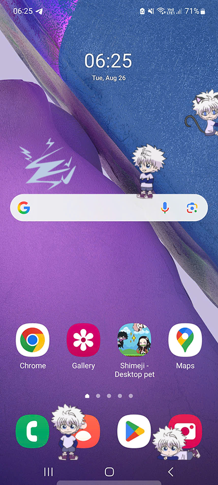 Killua Shimeji on Mobile