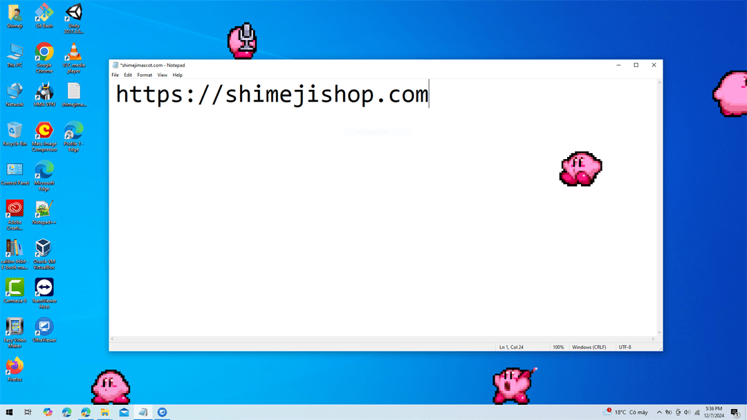 Kirby Shimeji on Desktop