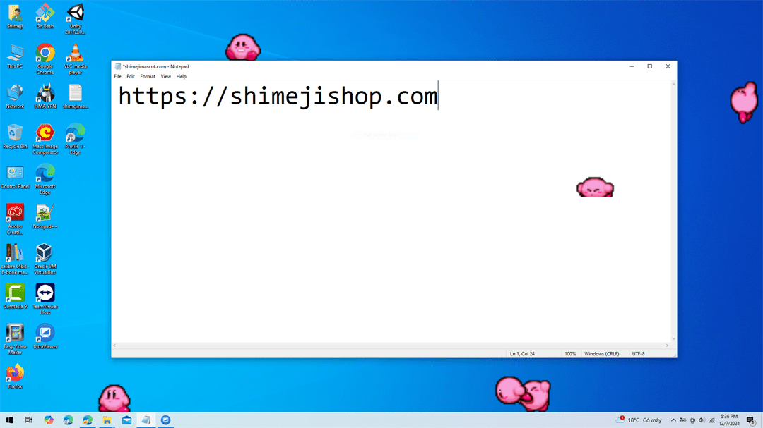 Kirby Shimeji on Desktop