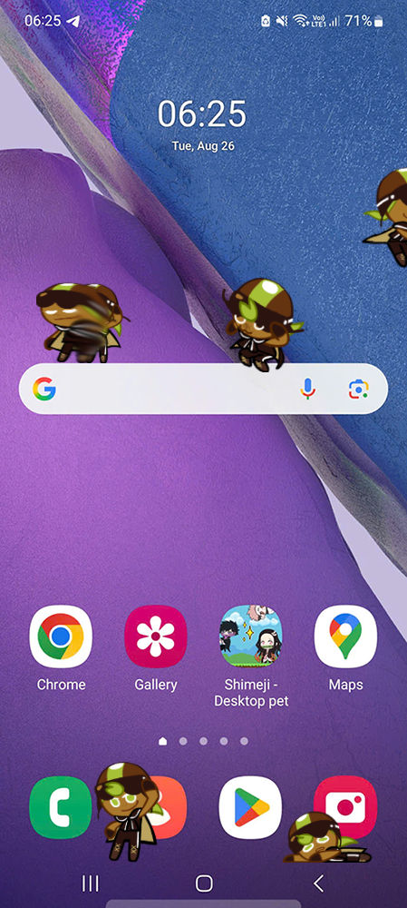 Kiwi Cookie Shimeji on Mobile