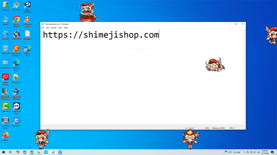 Klee Shimeji on Desktop