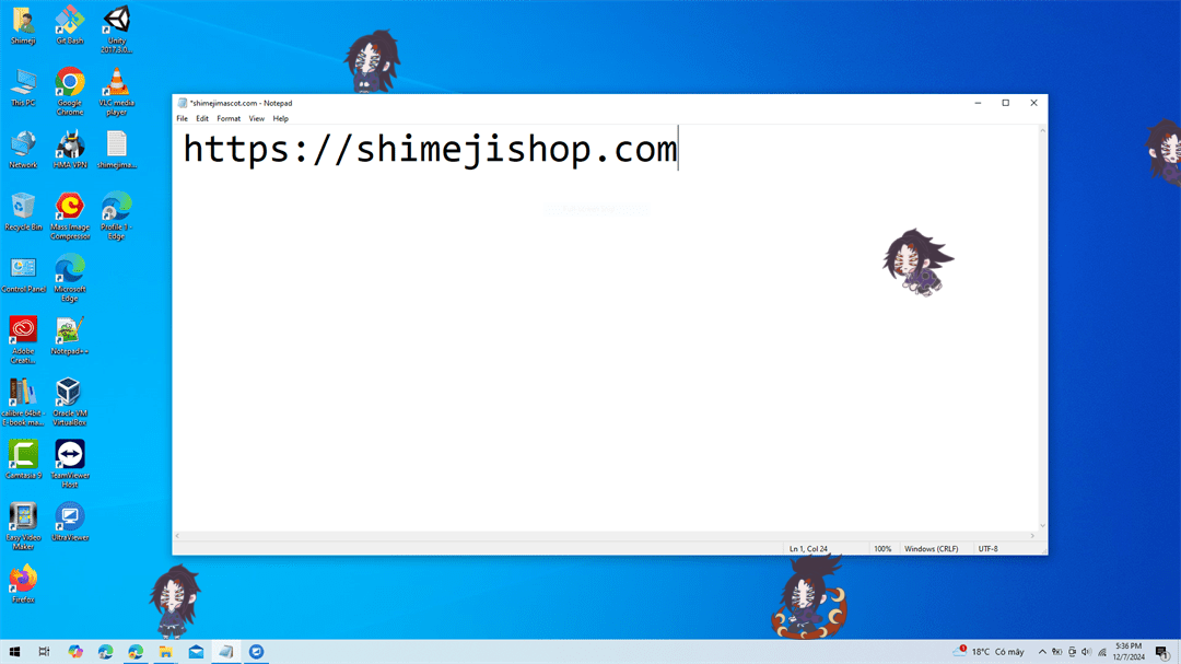 Kokushibo Shimeji on Desktop