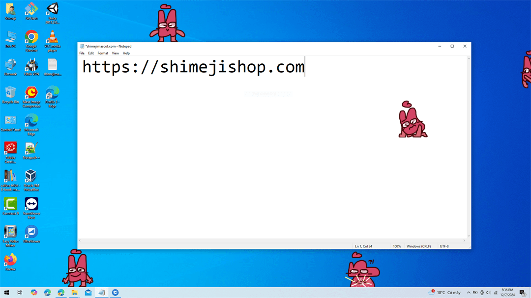 Kracty Shimeji on Desktop