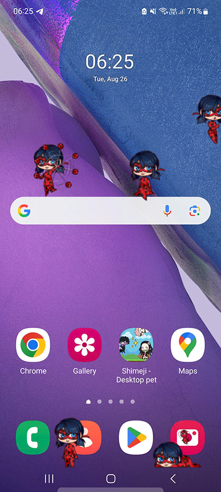 Ladybug Shimeji on Mobile