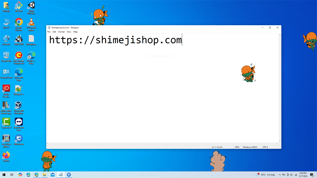 Little Mikey Shimeji on Desktop