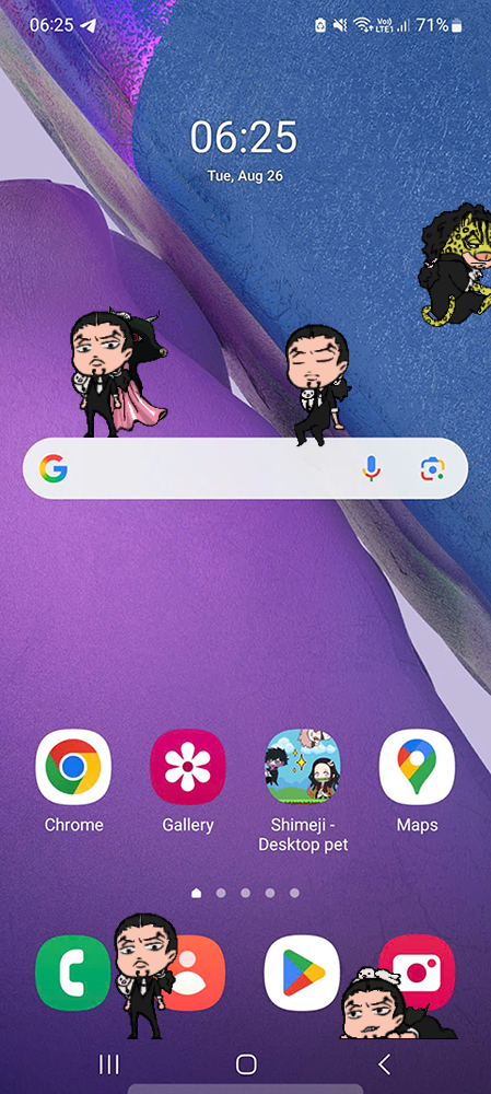 Lucci Shimeji on Mobile