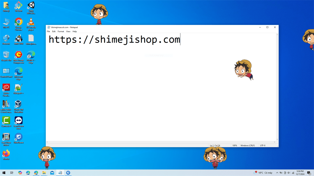 Luffy Shimeji on Desktop