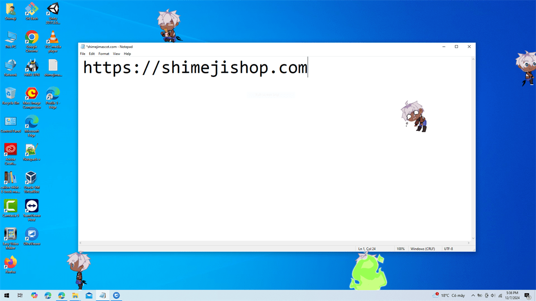 Mammon Shimeji on Desktop