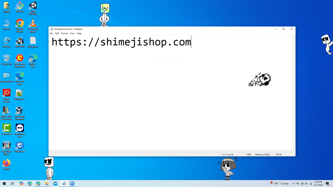 Marshmellow Shimeji on Desktop
