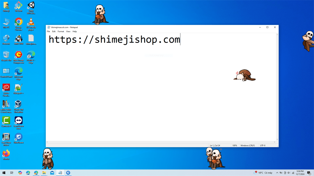 Memo Sans Shimeji on Desktop