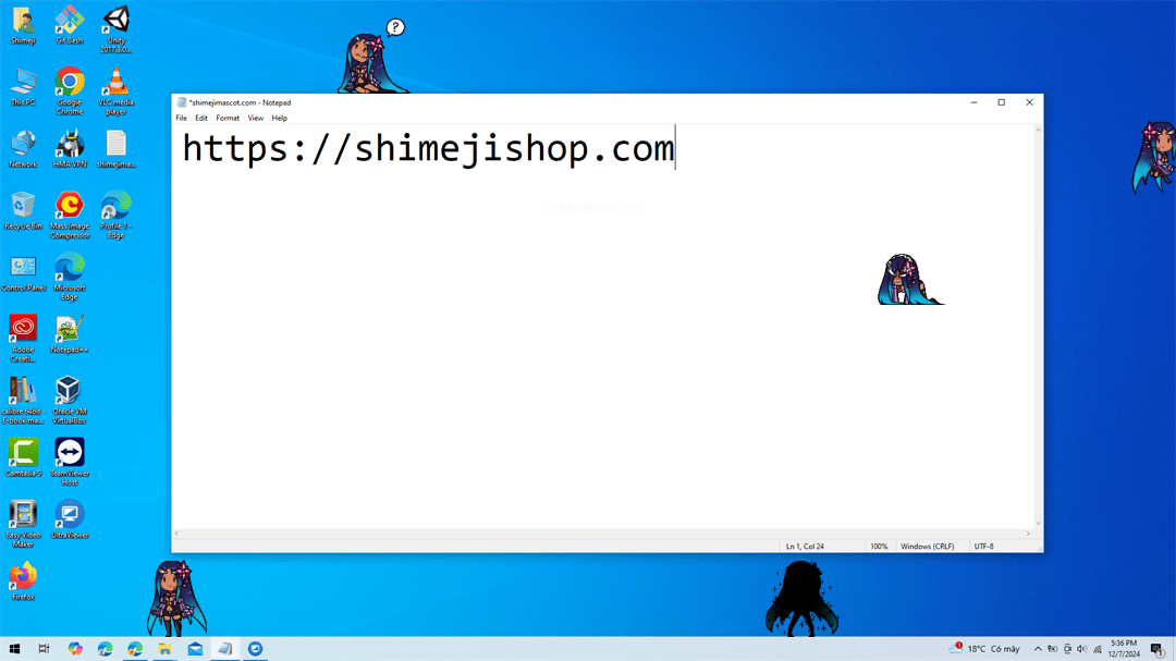 Merli Shimeji on Desktop