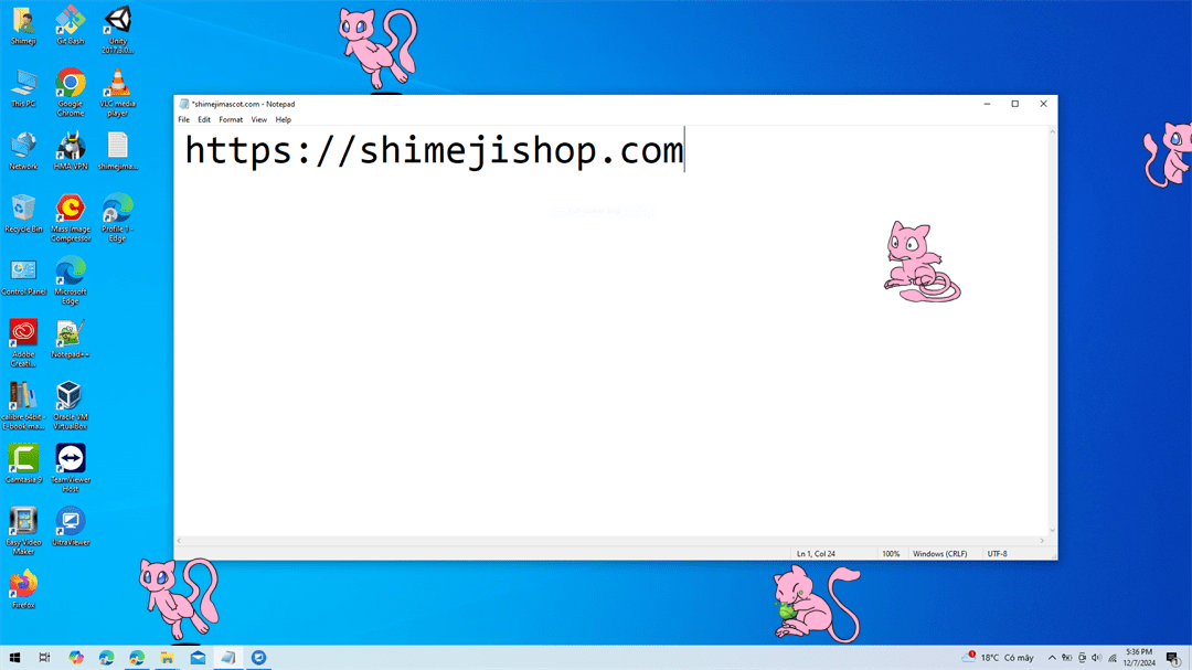 Mew Shimeji on Desktop
