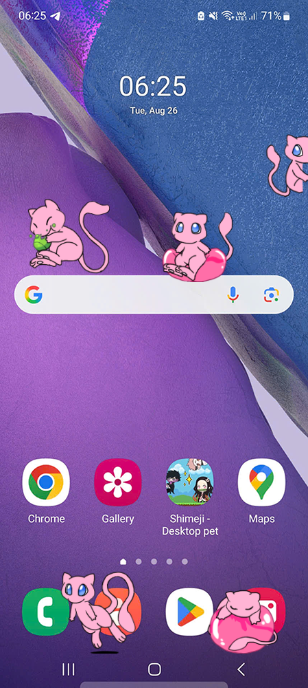 Mew Shimeji on Mobile