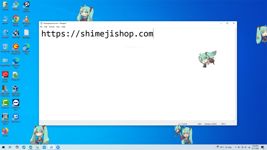 Miku Shimeji on Desktop