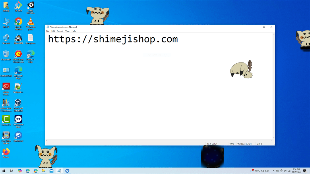 Mimikyu Shimeji on Desktop