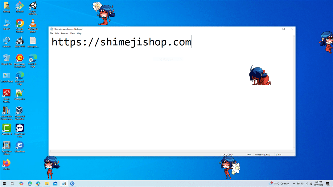 Miraculous Ladybug Shimeji on Desktop
