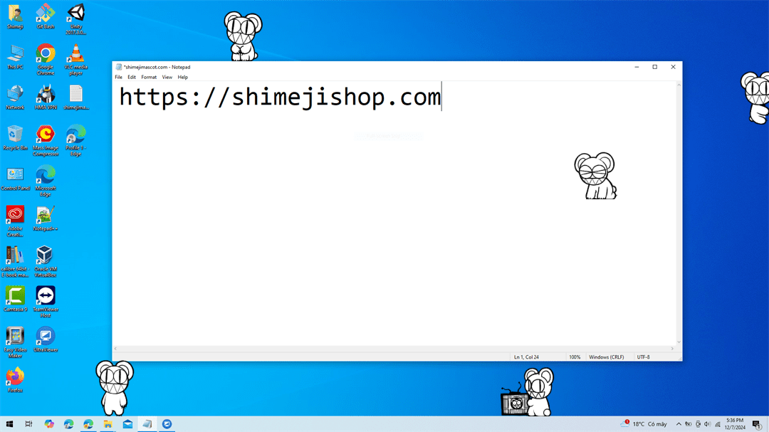 Modified Bear Shimeji on Desktop