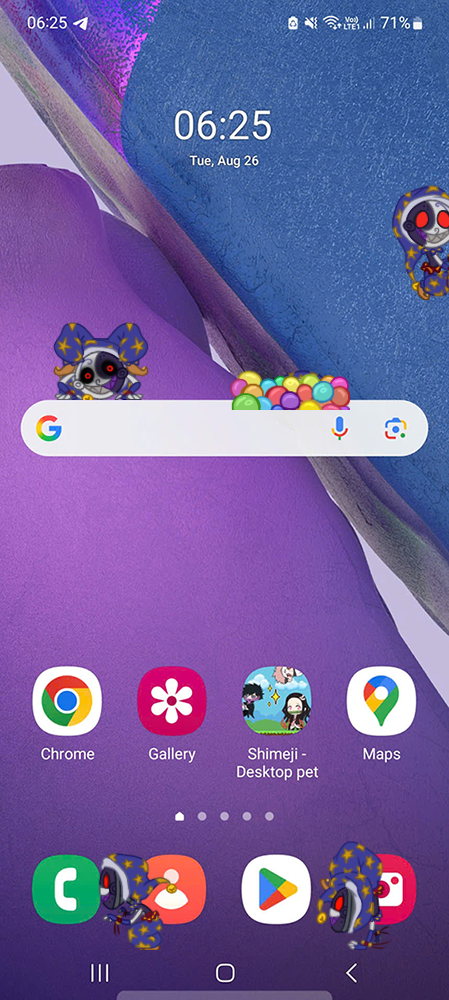Moondrop Shimeji on Mobile