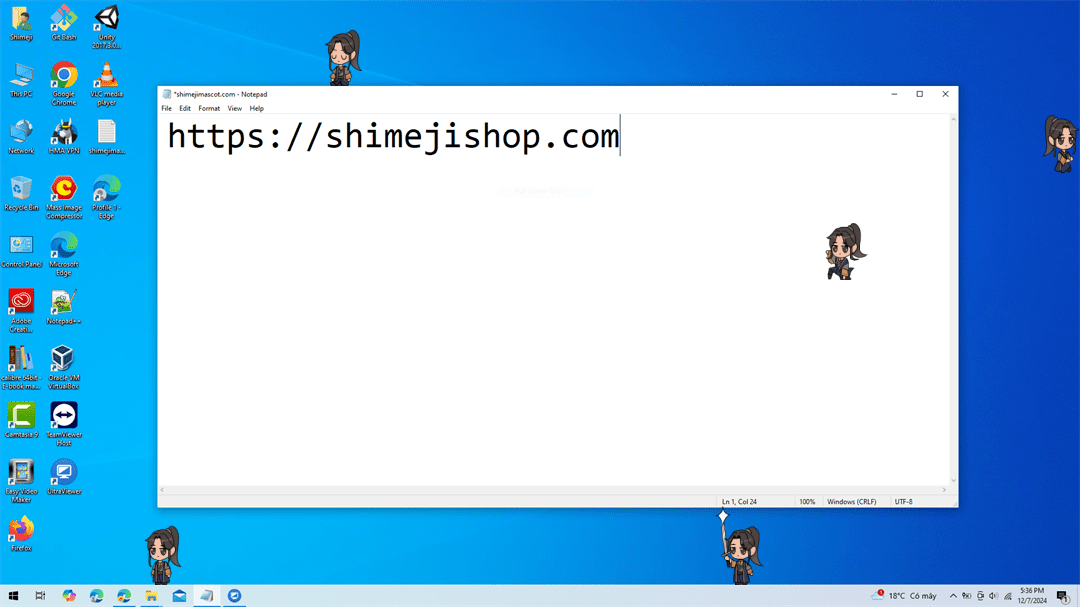 Mu Qing Shimeji on Desktop
