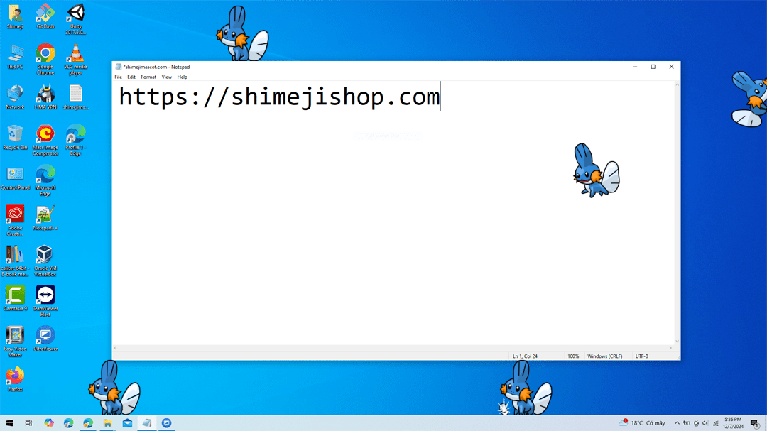 Mudkip Shimeji on Desktop