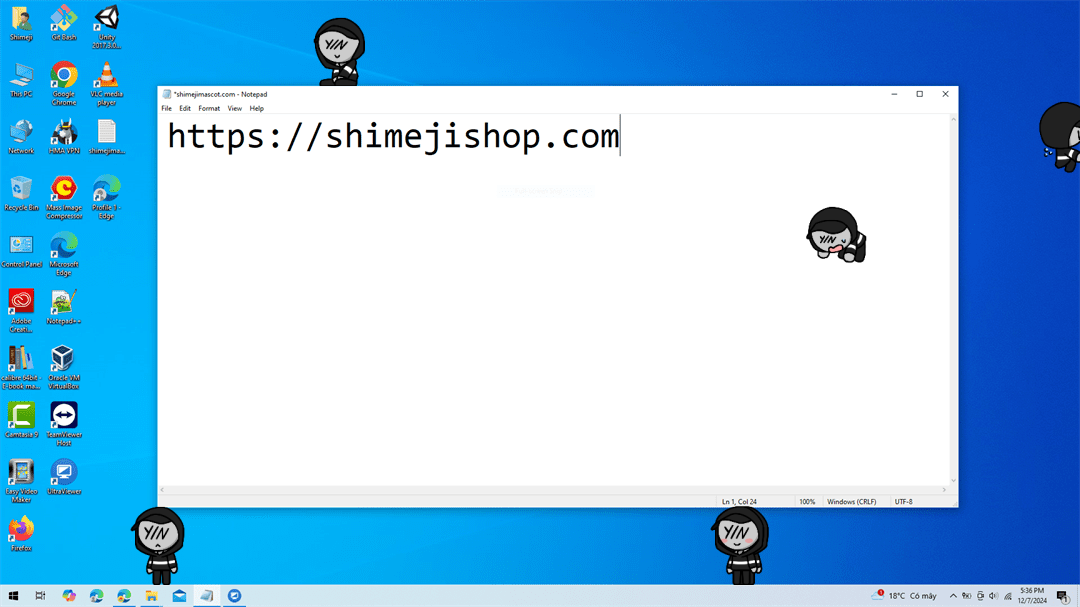Y/N Shimeji on Desktop