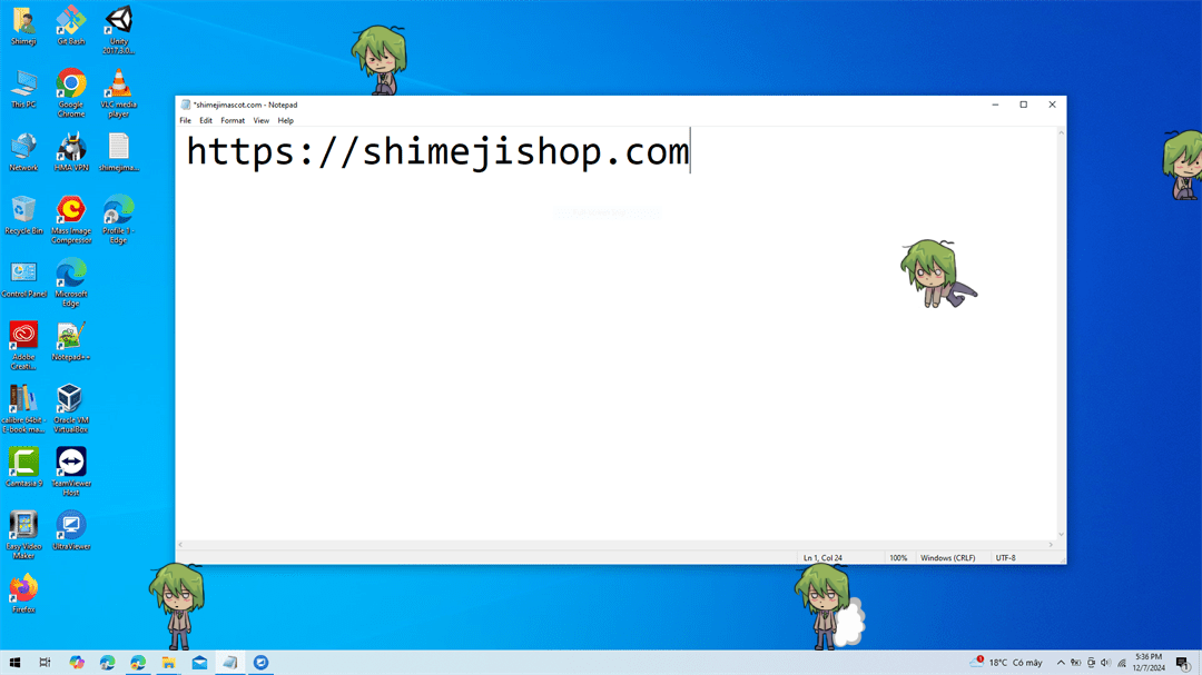 Nageki Fujishiro Shimeji on Desktop