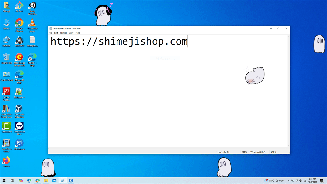 Napstablook Shimeji on Desktop