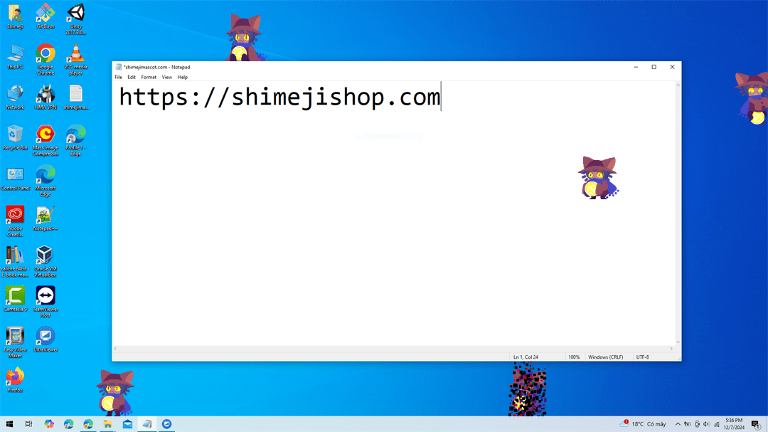 Niko Shimeji on Desktop