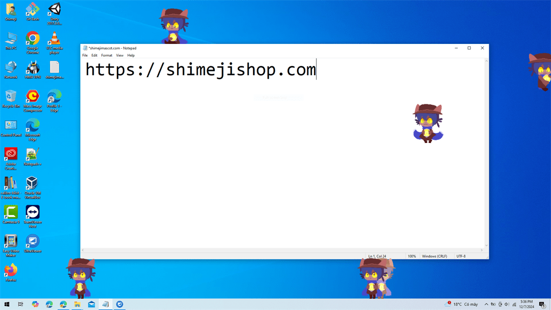 Niko Shimeji on Desktop