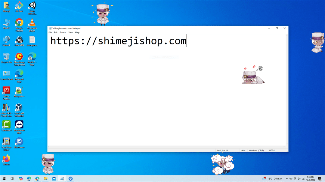 Noe Archiviste Shimeji on Desktop