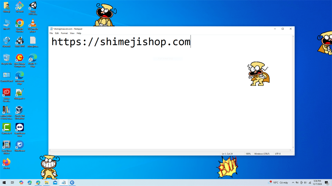 Noise Shimeji on Desktop