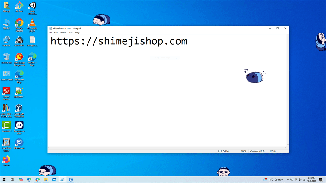 Norushima Shimeji on Desktop