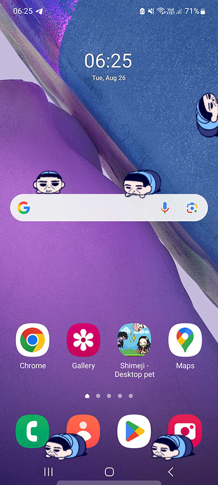 Norushima Shimeji on Mobile