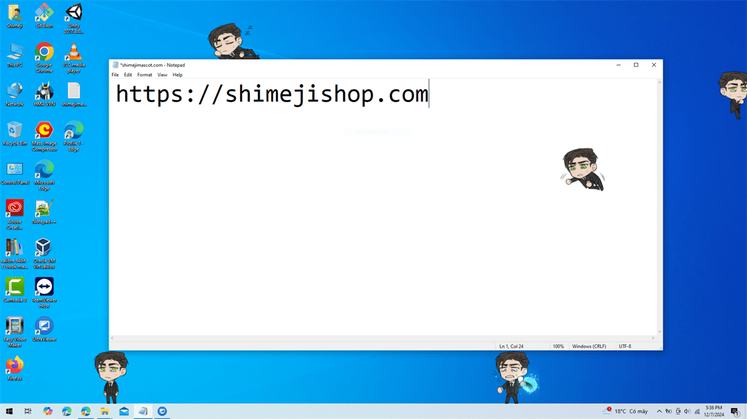 Number 5 Shimeji on Desktop