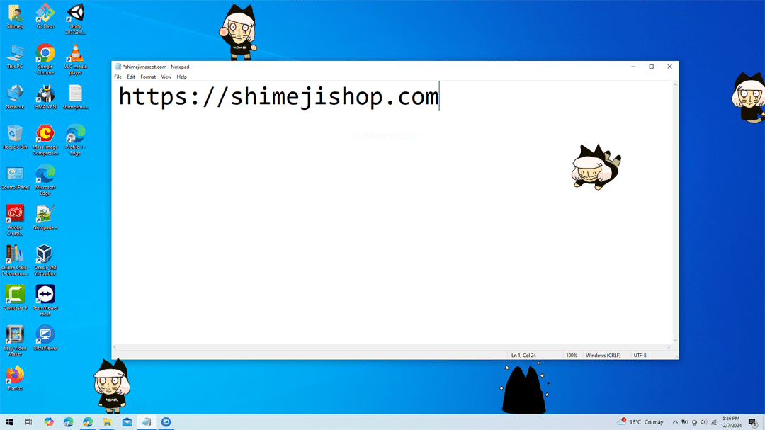 Nyen Shimeji on Desktop