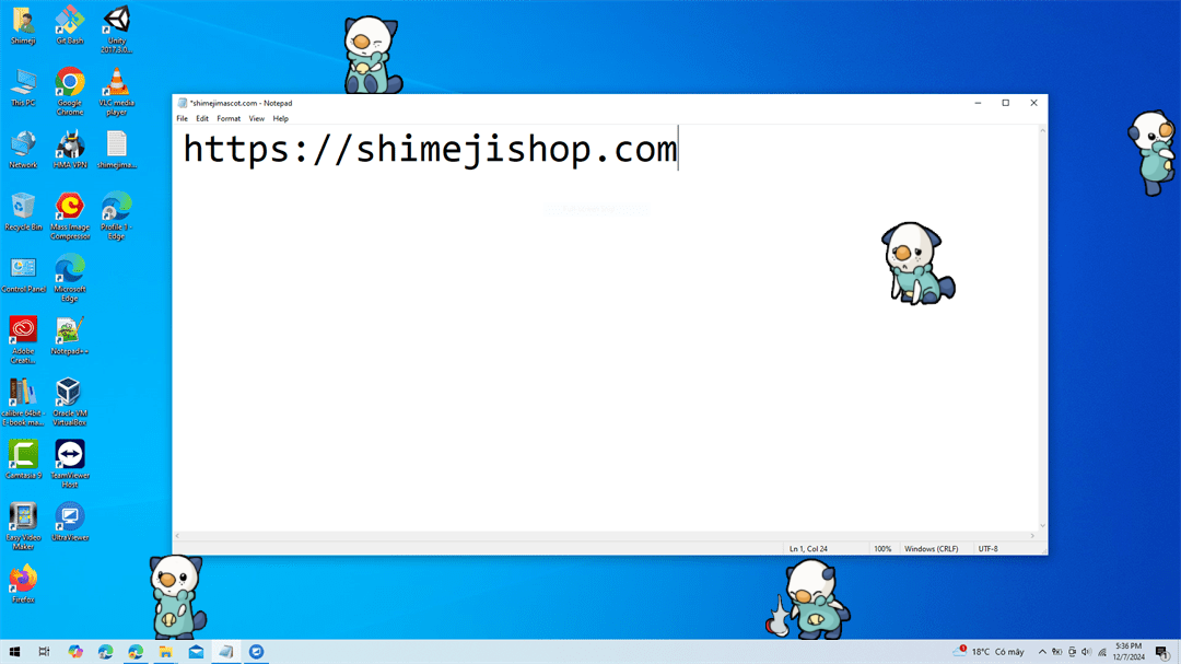 Oshawott Shimeji on Desktop