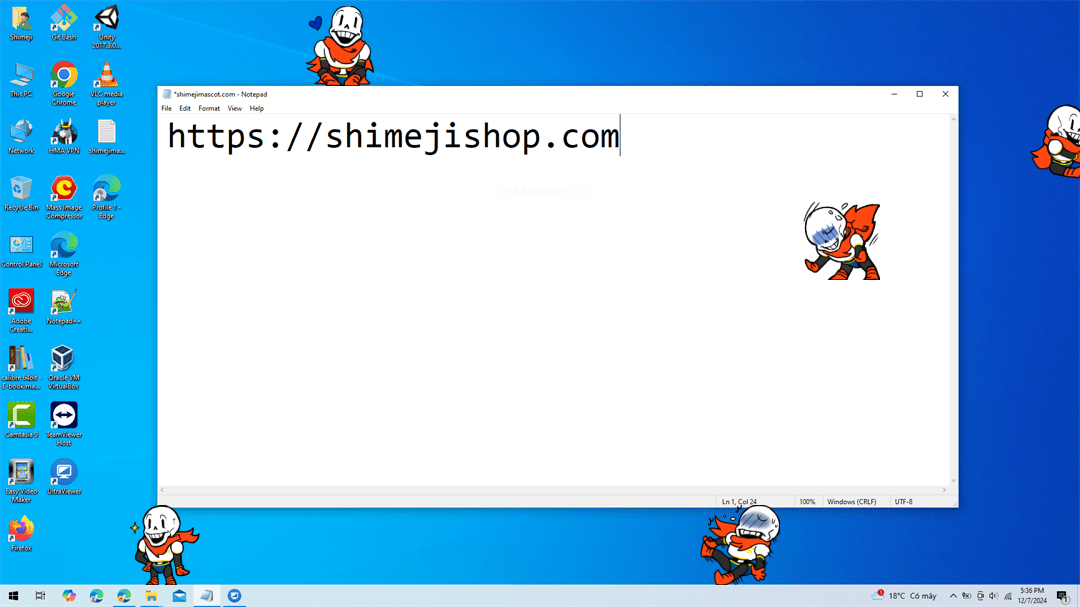 Papyrus Shimeji on Desktop