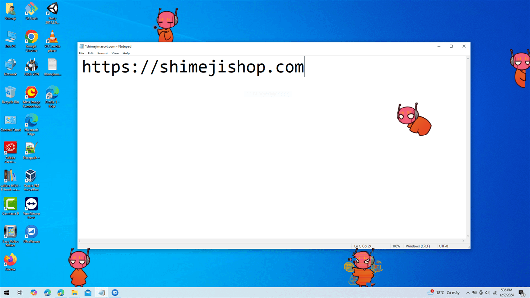 Pebbles Shimeji on Desktop