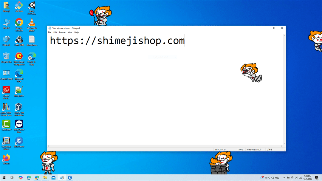 Pennywise Shimeji on Desktop