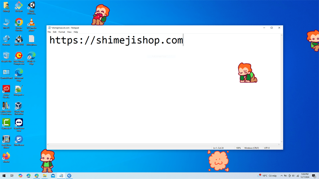 Pico Shimeji on Desktop