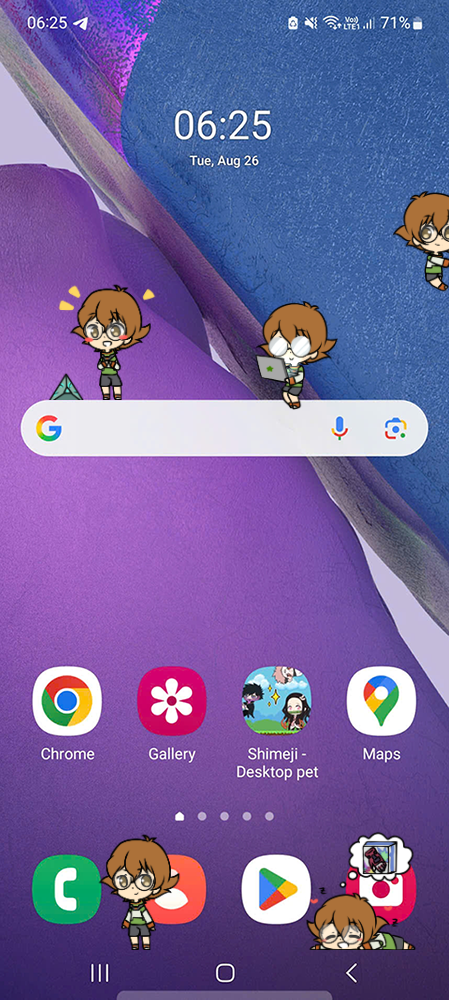 Pidge Shimeji on Mobile