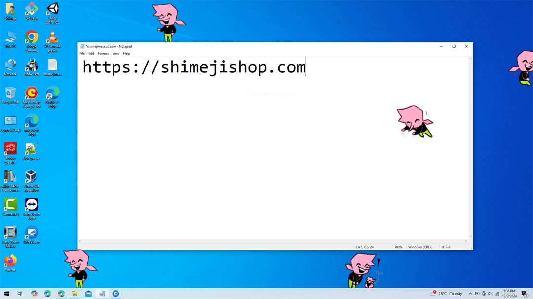 Pink Addison Shimeji on Desktop