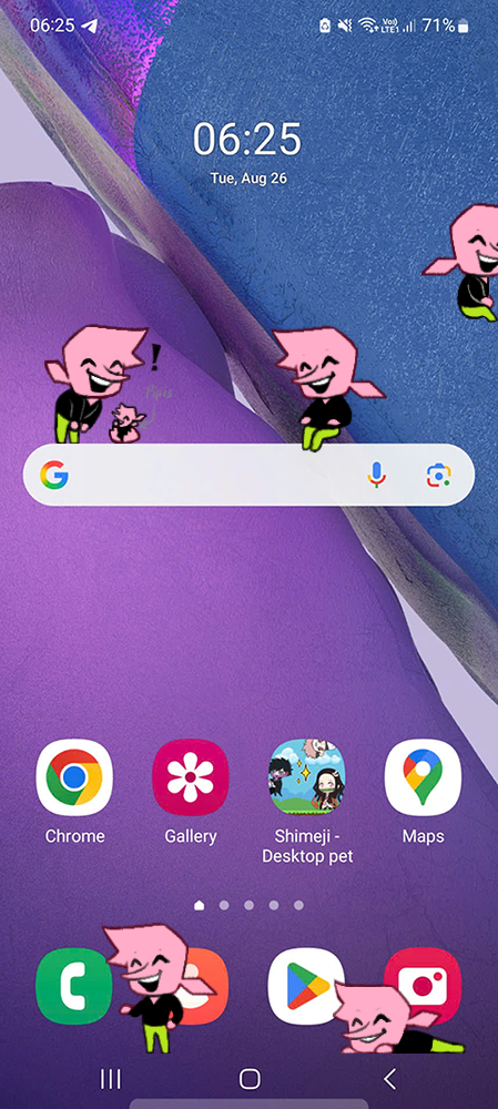 Pink Addison Shimeji on Mobile