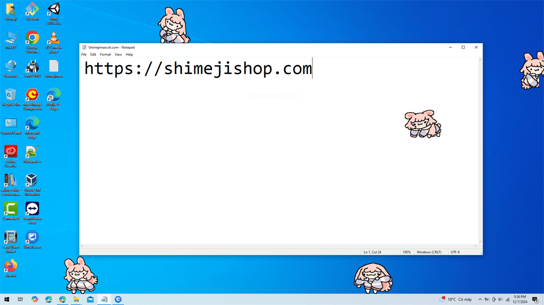 Pipkin Pippa Shimeji on Desktop