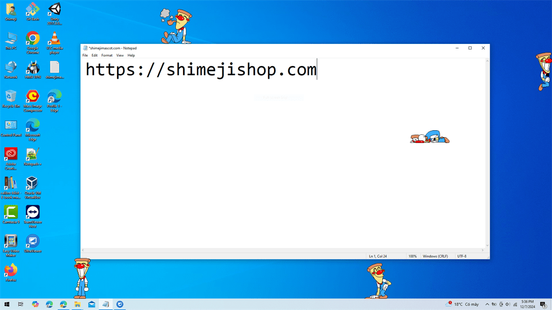 Pizzahead Shimeji on Desktop