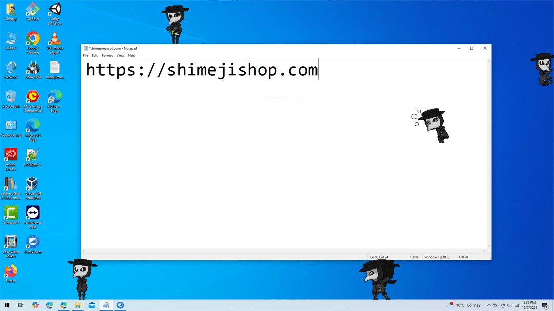 Plague Doctor Shimeji on Desktop