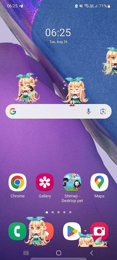 Pomu Rainpuff Shimeji on Mobile