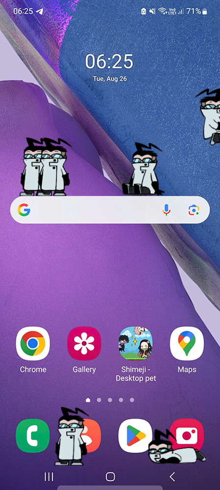 Professor Membrane Shimeji on Mobile